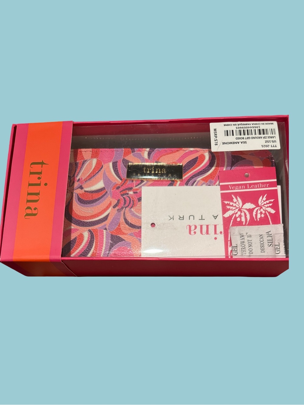 Trina Turk Multicolor Swirl Vegan Leather Card Holder - Pink Dominant